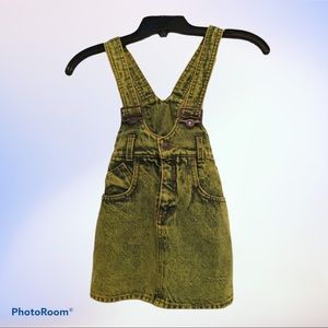 Girls Yellow Denim Stone Wash Overall Dress Size 6